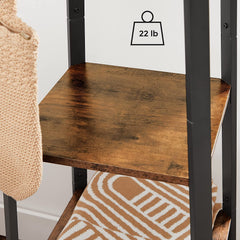VASAGLE Coat Rack, Coat Stand with 3 Shelves, Hall Tree Free Standing with Hooks for Scarves, Bags, Umbrellas, Steel Frame, Industrial Style, for Entryway, Living Room, Rustic Brown and Black ULCR80X | Coat Hanger Stand, for Clothes, Hat, Bag, Modern Basic, Rustic Brown and Black, BARNET Collection ULCR80X