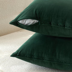 Decorative Army Green Velvet Throw Pillow Covers for Couch 20X20 in | 2 Pack, Soft Solid Square Pillow Covers, Modern Luxury Home Decor, for Sofa Bed Living Room