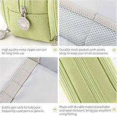 Large Capacity Pencil Case 3 Compartment Pouch Pen Bag for School Teen Girl Boy Men Women (Green)
