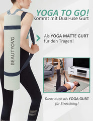 Yoga Mat with Strap, 1/3 Inch Extra Thick Yoga Mat Double-Sided Non Slip, Professional TPE Yoga Mats for Women Men, Workout Mat for Yoga, Pilates and Floor Exercises