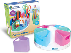 Create-A-Space Storage Center, Pastel | Rotating Caddy Organizer for Kids, Art Supply Organizers for Markers, Pens and Pencils, Classroom Table Caddy for Teachers