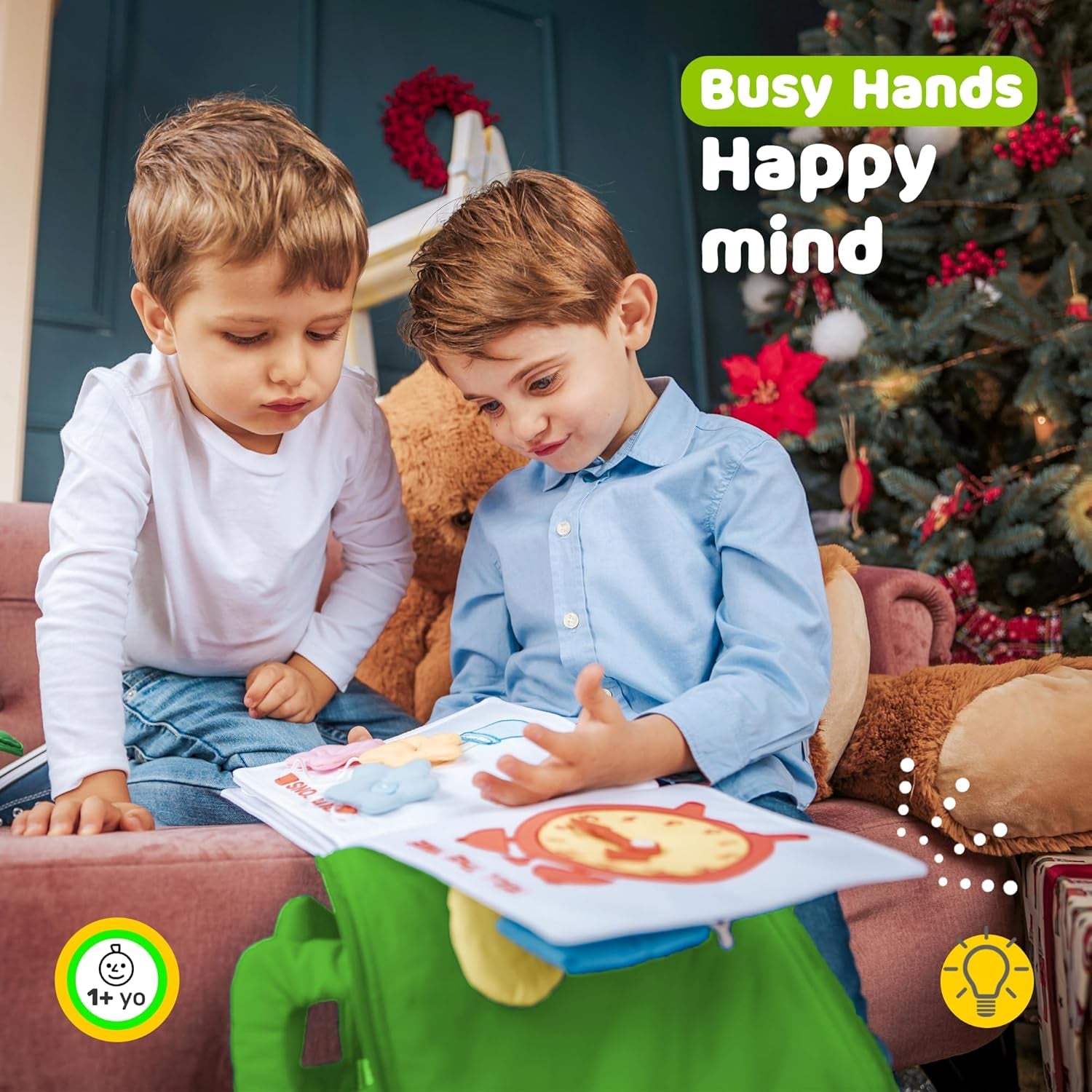 Busy Book for Toddlers 1-3, Montessori Plane Toys for Toddlers 1 Year Old | Long Flight Must Have, Airplane Toddler Travel Toys, No Noise Activity Book, All Parts Attached, Gift for Girls & Boys
