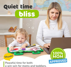 Busy Book for Toddlers 1-3, Montessori Plane Toys for Toddlers 1 Year Old | Long Flight Must Have, Airplane Toddler Travel Toys, No Noise Activity Book, All Parts Attached, Gift for Girls & Boys