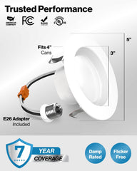 Sunco 4 Pack 4 Inch Retrofit LED Recessed Light, 11W=60W, 4000K Cool White | 660LM, Cool White, Dimmable, Baffle Trim, Can Ceiling LED Downlights for Bedroom, Kitchen, Living Room 11W (60W Equivalent)