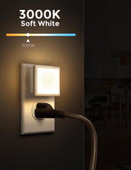 Night Lights Plug into Wall 2-Pack, 0.3W Plug in Night Light, Dusk to Dawn, 3000K Soft White, Bright Nightlight Auto-On/Off, for Adults Kids Room Bedroom Bathroom Hallway Kitchen, Non-Dim