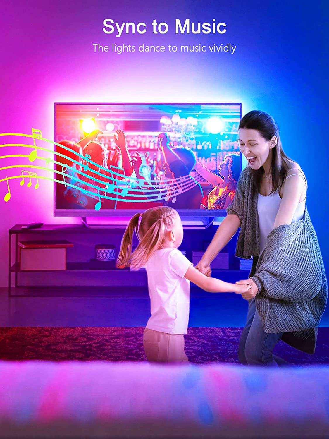 LED Lights for TV, 16.4Ft LED Lights for 45-75 Inch Tvs, RGB TV Backlight Behind, Music Sync Bluetooth APP & Remote Control Strip Lights USB Powered for Bedroom/Gaming