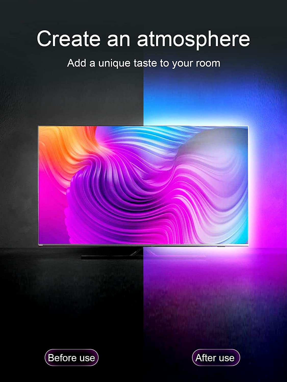 LED Lights for TV, 16.4Ft LED Lights for 45-75 Inch Tvs, RGB TV Backlight Behind, Music Sync Bluetooth APP & Remote Control Strip Lights USB Powered for Bedroom/Gaming