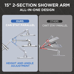 Wide Rain Shower Head with 6 Modes Handheld Water Spray,High Pressure Showerhead Combo with Arm for Bathroom Accessories,Home Decor Detachable Dual Shower with Anti-Clog Nozzles,Silver Chrome