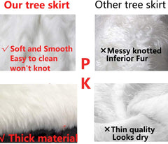 48 Inch White Faux Fur Christmas Tree Skirt, Luxury Plush Tree Base Cover for Holiday Party and Home Christmas Decor