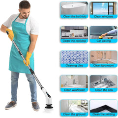 Electric Spin Scrubber, Effortless Deep Cleaning, 7 in 1 Power Scrubber with Dual Speed Adjustable, Cordless Handheld Electric Cleaning Brush for Bathroom,Tile Cleaner and Car Polishing