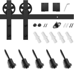 6 Feet Heavy Duty Sliding Barn Door Hardware Kit, 4FT - 18FT, Black, Smoothly and Quietly, Simple and Easy to Install, Fit 36" Wide Panel (Industrial Bigwheel Hangers) | 4FT - 18FT, Black, Smoothly and Quietly, Simple and Easy to Install, Fit 36" Wide Panel (Industrial Bigwheel Hangers)