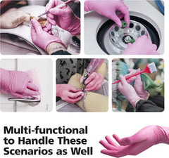 Disposable Gloves for Women, Pink Vinyl Gloves Disposable Latex Free for Cooking, Food Prep, Cleaning, Hair Dye, Tattoo, Medium Duty, Touch Screen, Large, 100 Pack