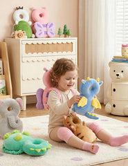 Baby Head Protector Backpack for 3 Knee Pads + 3 Socks, Elephant | Soft, Breathable, Adjustable,Baby Fall Back Head Protector with Knee Pads + Anti-Slip Socks for Crawling Walking Falling