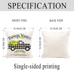 Summer Throw Pillow Covers 16X16, Lemon Pillow Covers(No Insert) | Set of 4, Outdoor Pillows Cover, Lemmon, Gnome, Truck, Farmhouse, Decorative Buffalo Plaid, Cushion, Bedroom, Indoor Decor