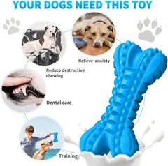 Dog Toys for Aggressive Chewers, Durable Dog Bones Squeaky Chew Toy | Nearly Indestructible Dog Toys for Large, Tough Natural Rubber Puppy Chew for Medium Teeth Cleaning