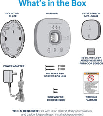 Smart Garage Control - Wireless Garage Hub and Sensor with Wifi & Bluetooth - Smartphone Controlled, Myq-G0401-Es, White