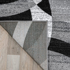 Abstract Circles Contemporary High Traffic Area Rug Gray 6'6" X 9' | Rectangular, Size 6'6" X 9', Living Room, Bedroom, Dining Room, Home Office, Kitchen, Entryway, Hallway, Nursery, Kids Room