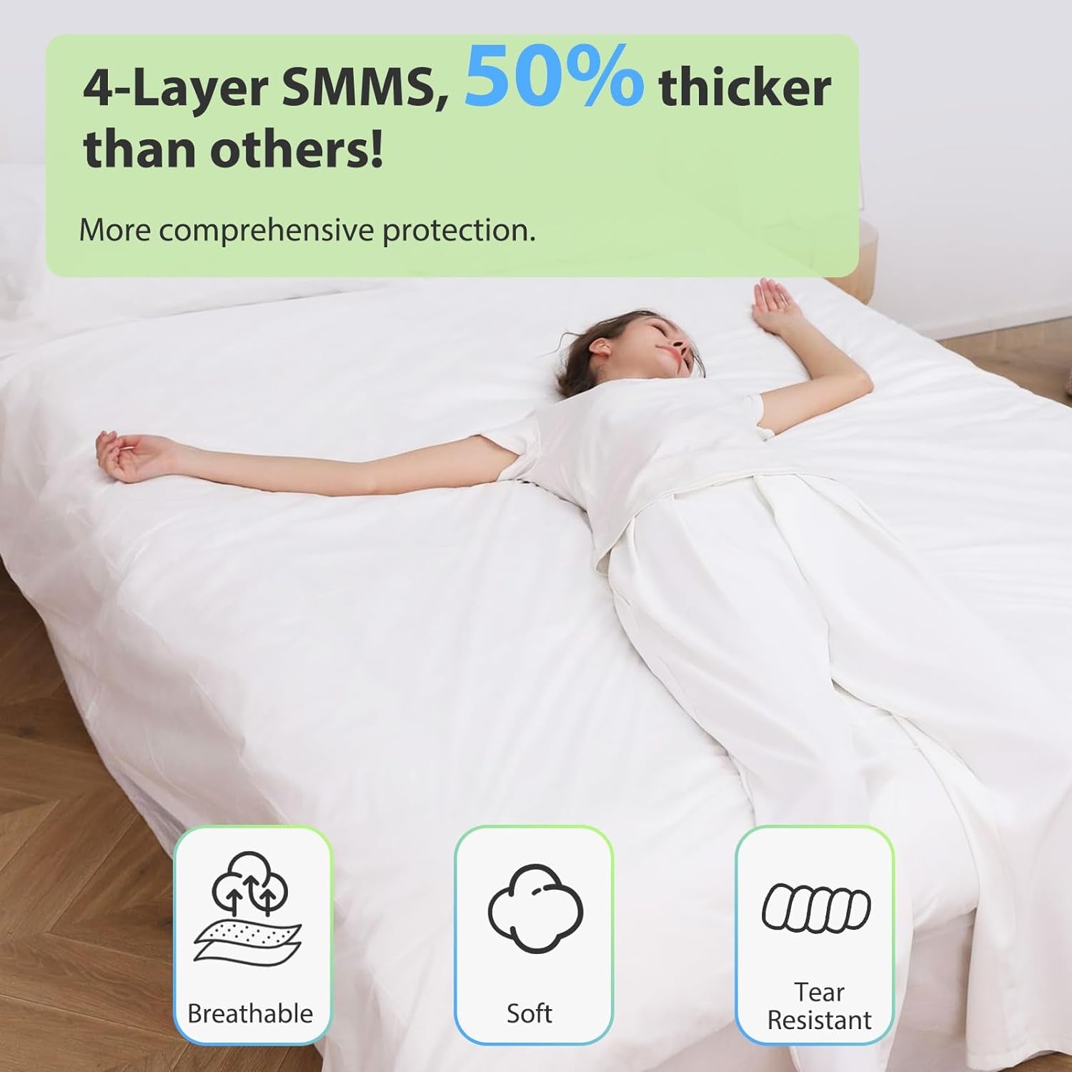 Disposable Bed Sheets Fitted Sheet, Disposable Travel Sheets for Travel with Quilt Cover and Pillowcase, Disposable Bedding Travel Bedding Disposable Sheets for Hotel Hospital 4 PCS