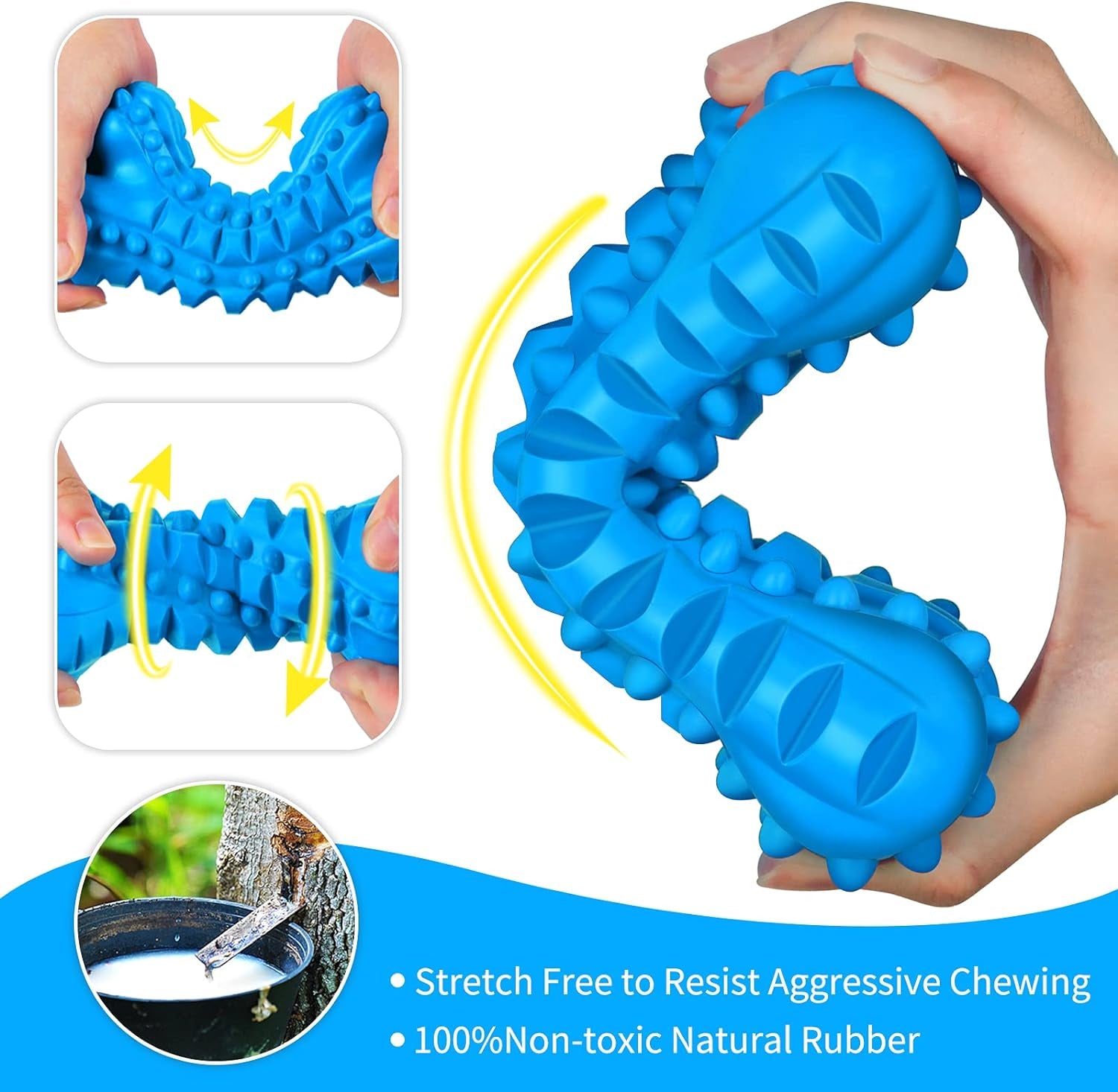 Dog Toys for Aggressive Chewers, Durable Dog Bones Squeaky Chew Toy | Nearly Indestructible Dog Toys for Large, Tough Natural Rubber Puppy Chew for Medium Teeth Cleaning