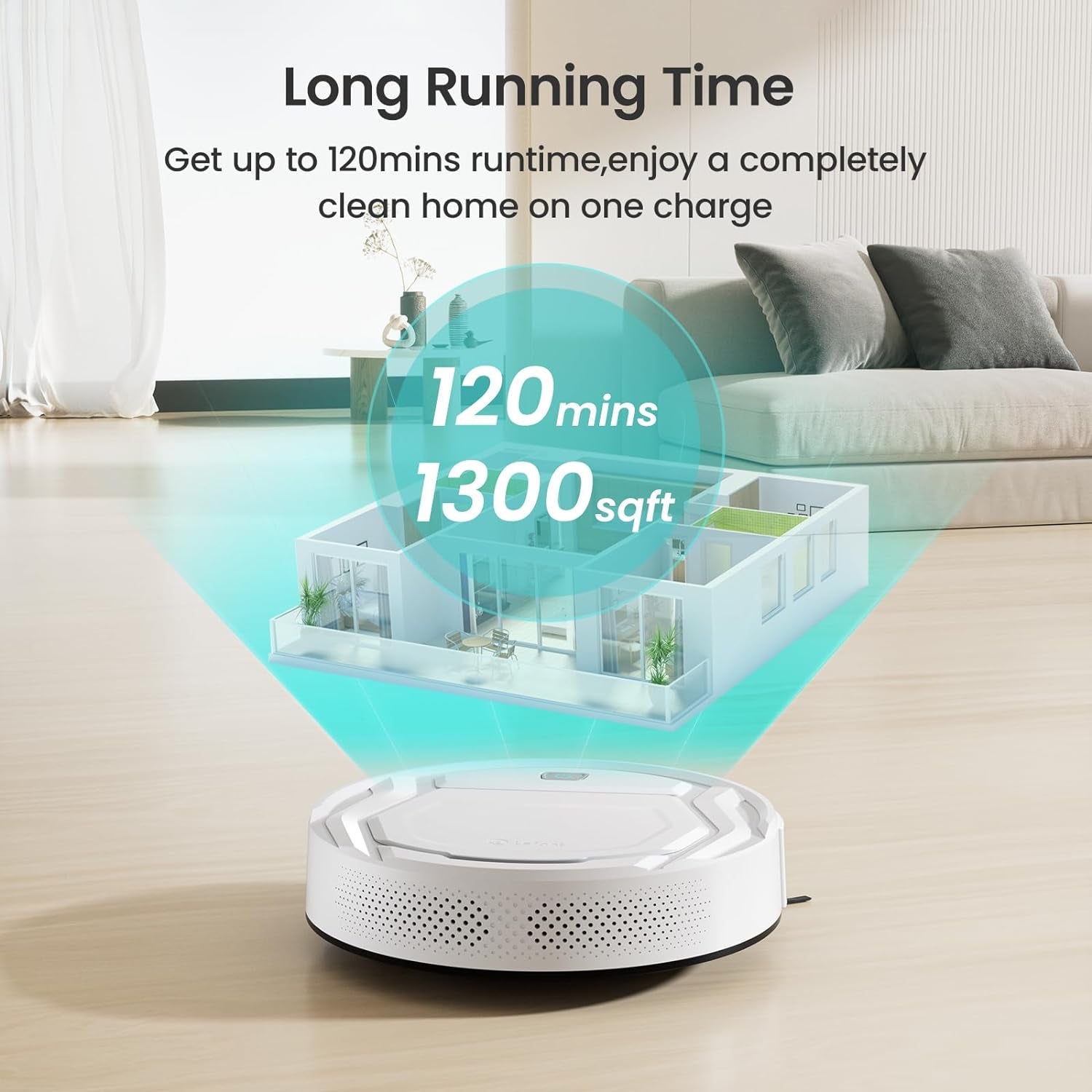 Robot Vacuum Cleaner, Strong Suction, 120 Mins Runtime, Slim, Low Noise, Automatic Self-Charging, Wi-Fi/App/Alexa Control, Ideal for Pet Hair Hard Floor and Daily Cleaning, M210