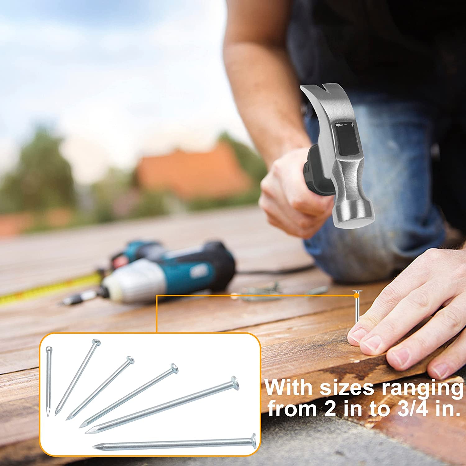 700Pcs Hardware Nails for Hanging Pictures, up to 2"-Long Finish Nails Assortment Kit for Wall Art Decor, 640 Frame Nails and 60 Small Finishing Nails for Drywall Wood - Silver Picture Hangers