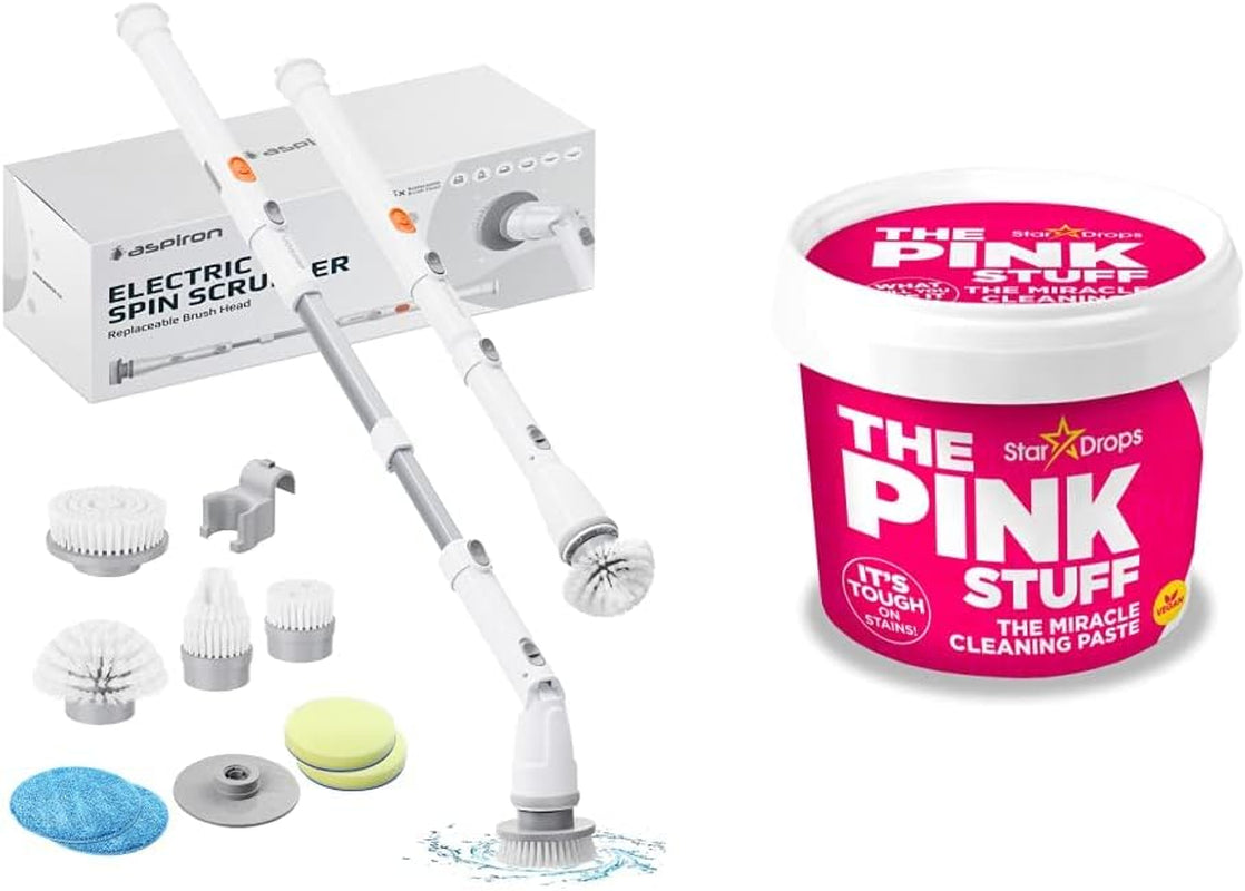 Electric Spin Scrubber, Cordless Electric Scrubber & Stardrops - the Pink Stuff - the Miracle All Purpose Cleaning Paste