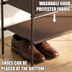 4-Tier Shoe Rack Storage Organizer, 12-20 Pair, Bronze | Space-Saving Shoe Shelf with Sturdy Metal Frame and Non-Woven Fabric Shelves for Entryway, Garage & Corridor