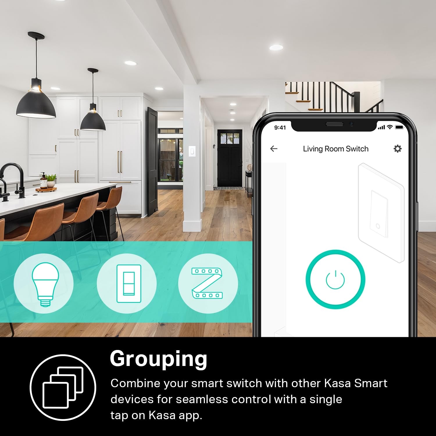 Light Switch HS200, Single Pole, Needs Neutral Wire, 2.4Ghz Wi-Fi Light Switch Works with Alexa and Google Home, UL Certified, No Hub Required , White, HS200