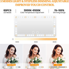 Car Sun Visor Vanity Mirror with Lights, Rechargeable Car Makeup Mirror Accessories, Birthday Gifts for Women Girl, 3 Light Modes, Dimmable Touch Led Screen, Universal for Car Truck