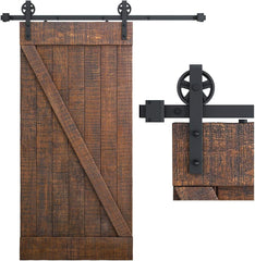6 Feet Heavy Duty Sliding Barn Door Hardware Kit, 4FT - 18FT, Black, Smoothly and Quietly, Simple and Easy to Install, Fit 36" Wide Panel (Industrial Bigwheel Hangers) | 4FT - 18FT, Black, Smoothly and Quietly, Simple and Easy to Install, Fit 36" Wide Panel (Industrial Bigwheel Hangers)