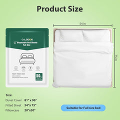 Disposable Bed Sheets Fitted Sheet, Disposable Travel Sheets for Travel with Quilt Cover and Pillowcase, Disposable Bedding Travel Bedding Disposable Sheets for Hotel Hospital 4 PCS