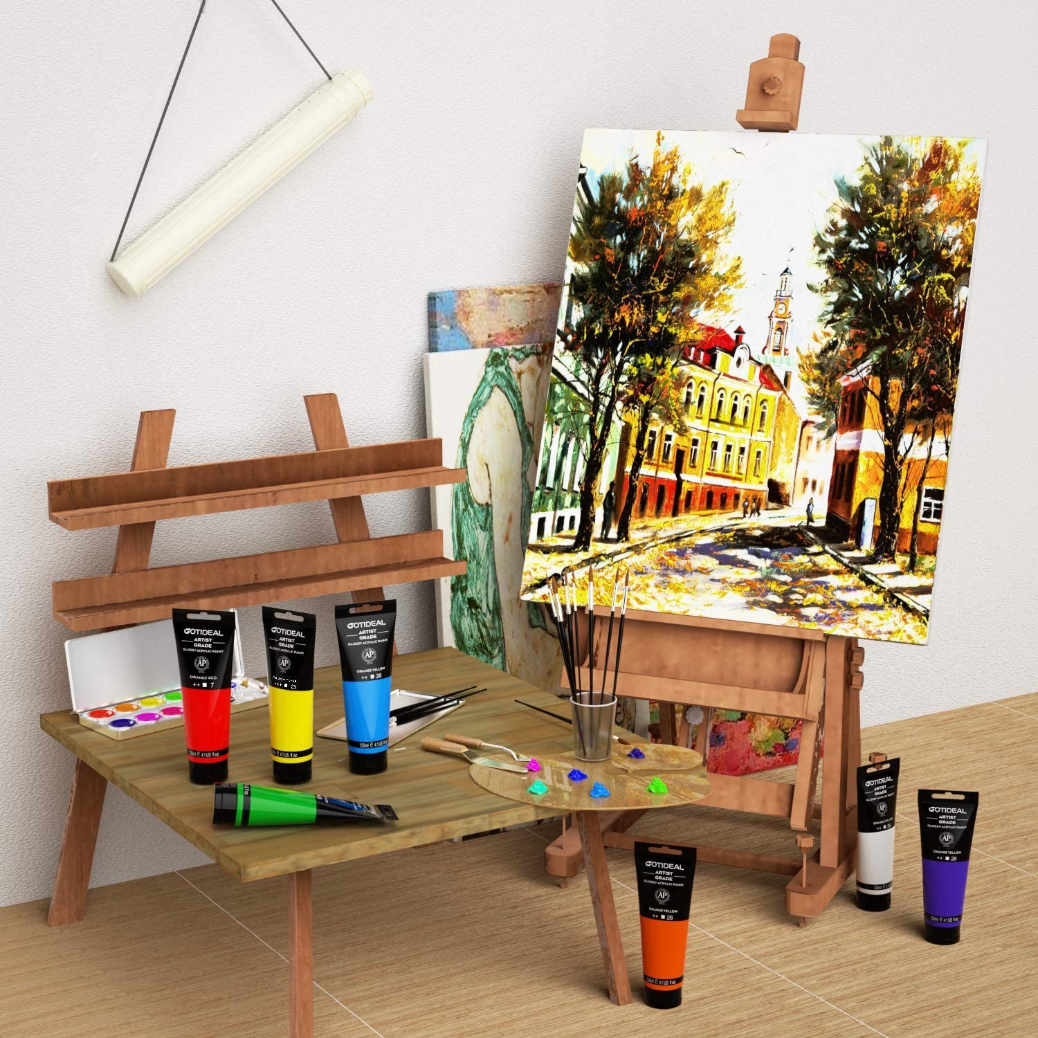 Acrylic Paint Titanium White Tubes 120Ml (4.1 Oz), Acrylic Paints | Non Toxic Non Fading, Rich Pigments, for Painters, Adults & Kids, Ideal for Canvas Wood Clay Fabric Ceramic Craft Supplies