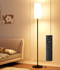 LED Floor Lamp for Living Room, Dimmable Standing Lamps with Foot Switch,Remote Custom Color Temperature Black Pole Lamp with Lampshade,12W Led Bulb Tall Lamps for Bedroom Office Kid Room