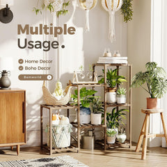 Plant Stand Indoor Plant Shelf Outdoor Wood Plant Rack for Multiple Plants 3 Tiers Ladder Plant Pot Holder for Living Room Patio Boho Home Decor for Gardening