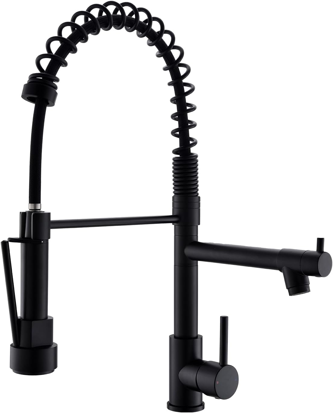 Kitchen Faucets with Pull down Sprayer,Matte Black Single Handle | Single Hole,Lead-Free,Rv Kitchen Faucet for Farmhouse Bar Laundry Outdoor Sink