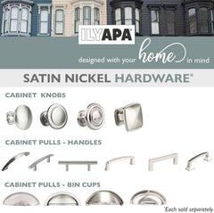 Satin Nickel Kitchen Cabinet Knobs, round Drawer Handles, 1 1/4 Inch | Beveled Edge, 25 Pack, for Cabinets, Dressers & Drawers, Kitchen Cabinet Hardware