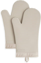 Ribbed Soft Silicone Oven Mitt 2-Pack Set, 7.5"X13", Milkshake