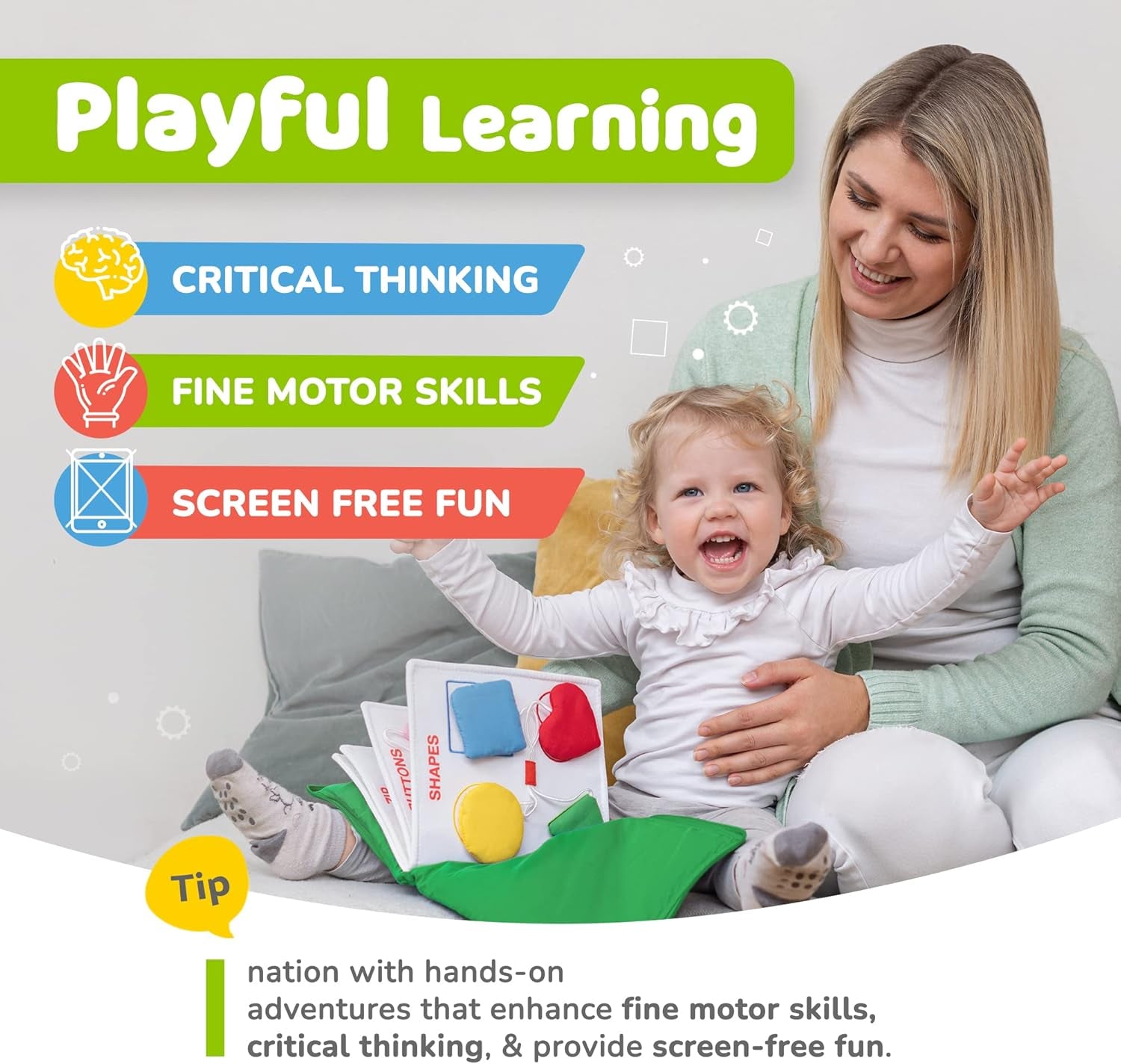 Busy Book for Toddlers 1-3, Montessori Plane Toys for Toddlers 1 Year Old | Long Flight Must Have, Airplane Toddler Travel Toys, No Noise Activity Book, All Parts Attached, Gift for Girls & Boys