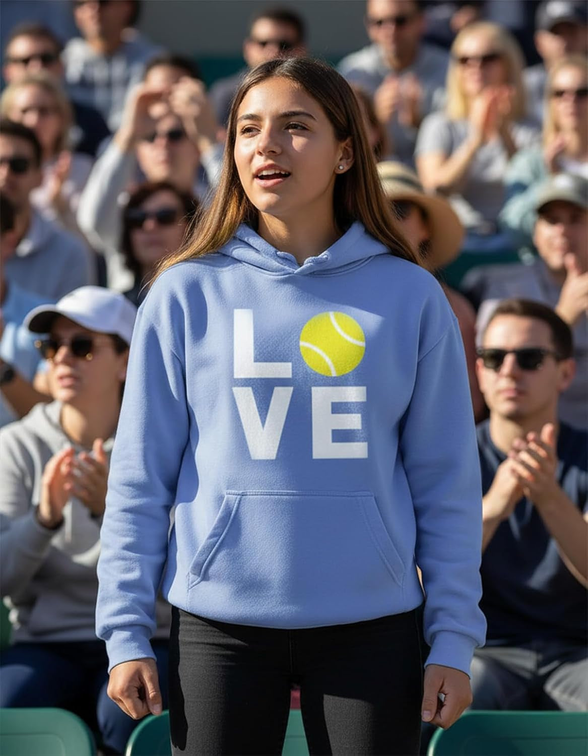 Love Tennis Hoodie Women Teen Girls Player Coach Fan Sporty Pullover | Cozy Fleece Tennis Hoodie; Great for Players, Coaches and Fans, Match Warmup, Game Day, Teen Girls Gift