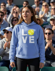 Love Tennis Hoodie Women Teen Girls Player Coach Fan Sporty Pullover | Cozy Fleece Tennis Hoodie; Great for Players, Coaches and Fans, Match Warmup, Game Day, Teen Girls Gift