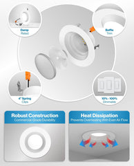 Sunco 4 Pack 4 Inch Retrofit LED Recessed Light, 11W=60W, 4000K Cool White | 660LM, Cool White, Dimmable, Baffle Trim, Can Ceiling LED Downlights for Bedroom, Kitchen, Living Room 11W (60W Equivalent)