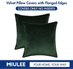 Decorative Army Green Velvet Throw Pillow Covers for Couch 20X20 in | 2 Pack, Soft Solid Square Pillow Covers, Modern Luxury Home Decor, for Sofa Bed Living Room