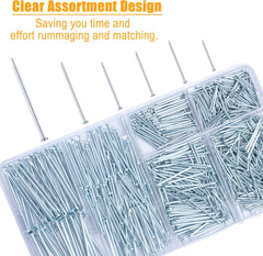 700Pcs Hardware Nails for Hanging Pictures, up to 2"-Long Finish Nails Assortment Kit for Wall Art Decor, 640 Frame Nails and 60 Small Finishing Nails for Drywall Wood - Silver Picture Hangers