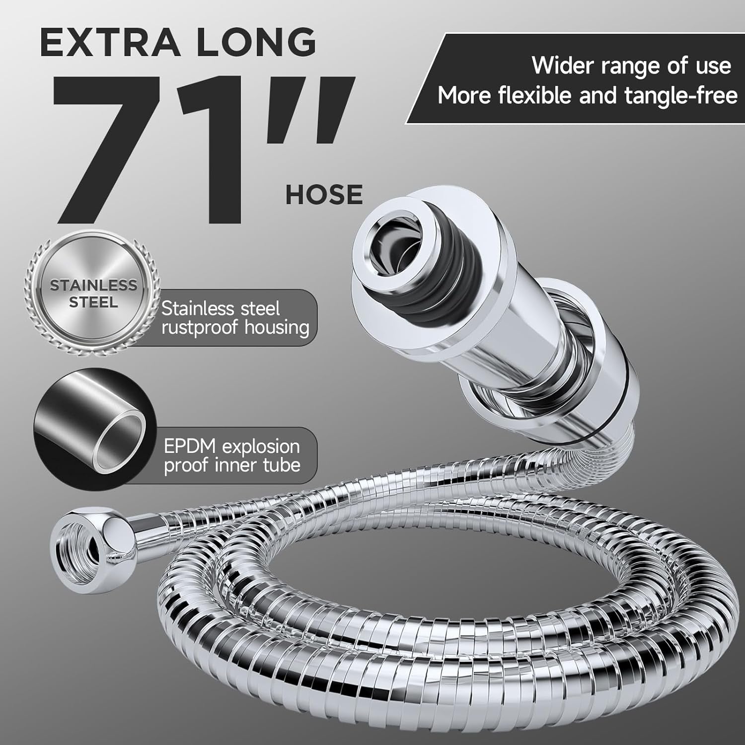 Wide Rain Shower Head with 6 Modes Handheld Water Spray,High Pressure Showerhead Combo with Arm for Bathroom Accessories,Home Decor Detachable Dual Shower with Anti-Clog Nozzles,Silver Chrome