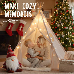 Teepee Tent for Kids Indoor - Toddler Play Tent Washable Tipi Sleepover Tents for Girls & Boys - Foldable Playhouse Gift Toys