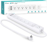 Plug Power Strip HS300, Surge Protector with 6 Individually Controlled Smart Outlets and 3 USB Ports, Works with Alexa & Google Home, No Hub Required , White