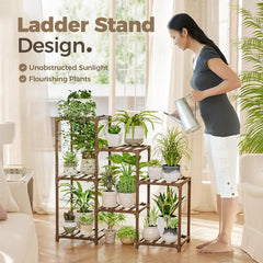 Plant Stand Indoor Plant Shelf Outdoor Wood Plant Rack for Multiple Plants 3 Tiers Ladder Plant Pot Holder for Living Room Patio Boho Home Decor for Gardening