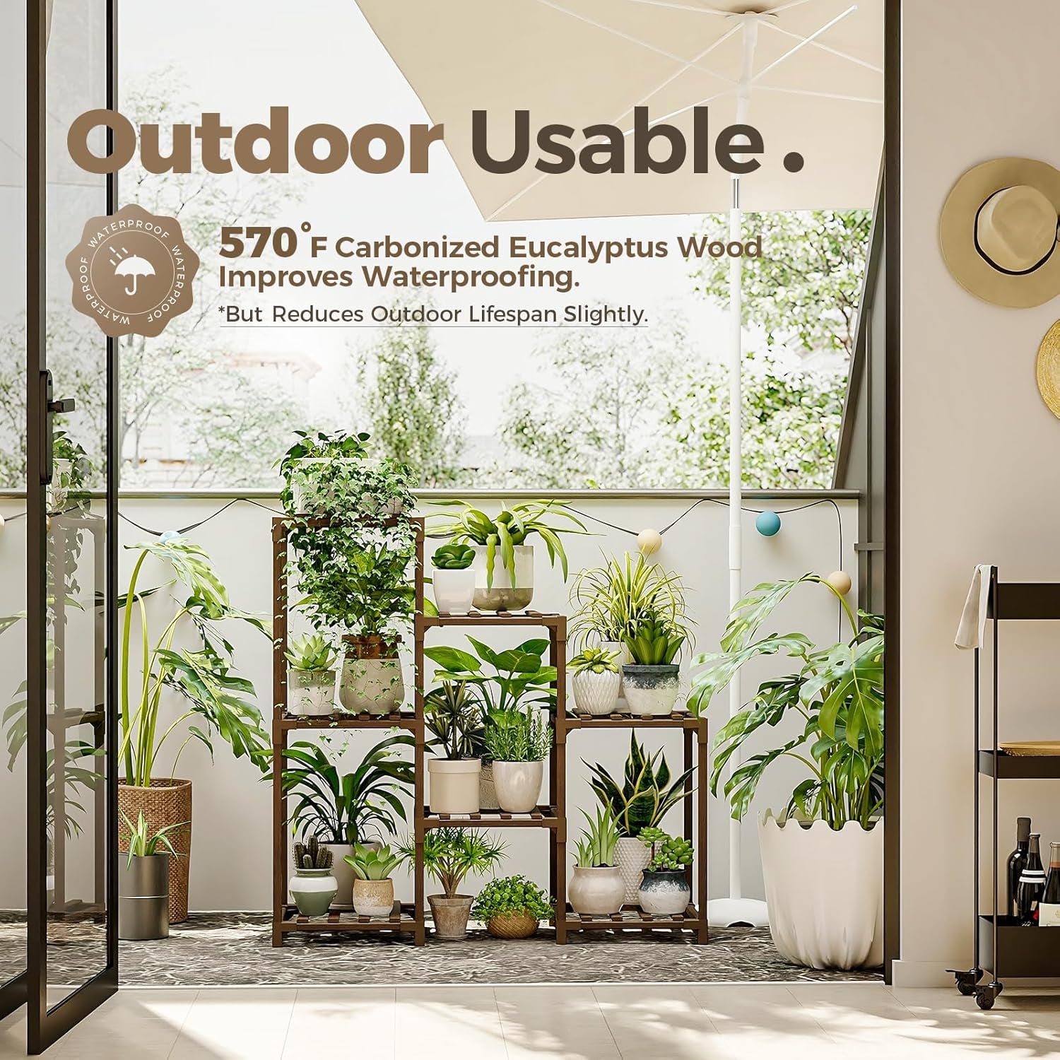Plant Stand Indoor Plant Shelf Outdoor Wood Plant Rack for Multiple Plants 3 Tiers Ladder Plant Pot Holder for Living Room Patio Boho Home Decor for Gardening