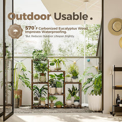 Plant Stand Indoor Plant Shelf Outdoor Wood Plant Rack for Multiple Plants 3 Tiers Ladder Plant Pot Holder for Living Room Patio Boho Home Decor for Gardening