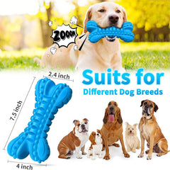 Dog Toys for Aggressive Chewers, Durable Dog Bones Squeaky Chew Toy | Nearly Indestructible Dog Toys for Large, Tough Natural Rubber Puppy Chew for Medium Teeth Cleaning